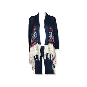 RUE 21 Fringed Open Cardigan Sweater Nordic Medium